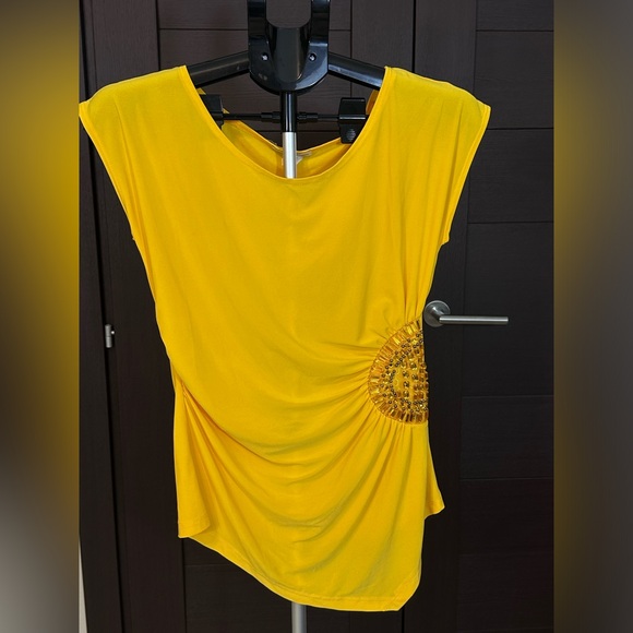 Sunshine Yellow Women's Blouse with Embellishments - Picture 3 of 10